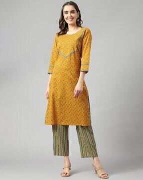 floral print straight kurta