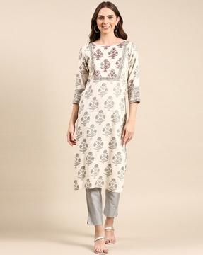 floral print straight kurta