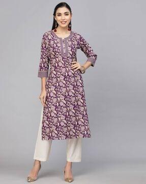 floral print straight kurta