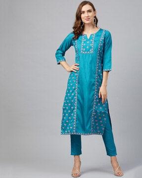 floral print straight kurta