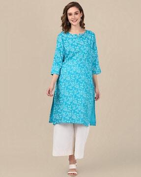 floral print straight kurta