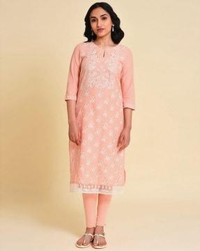 floral print straight kurta