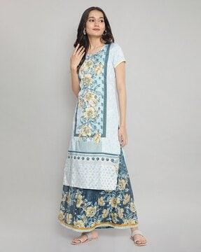 floral print straight kurta