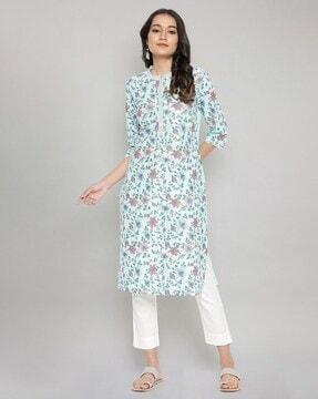 floral print straight kurta