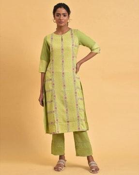 floral print straight kurta