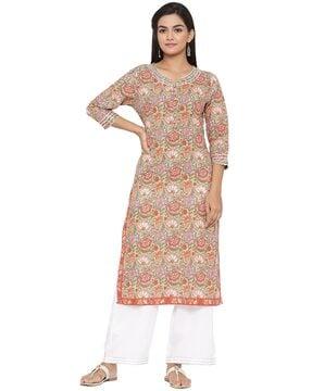 floral print straight kurta