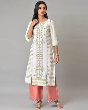 floral print straight kurta