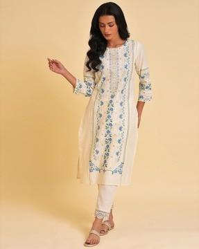 floral print straight kurta