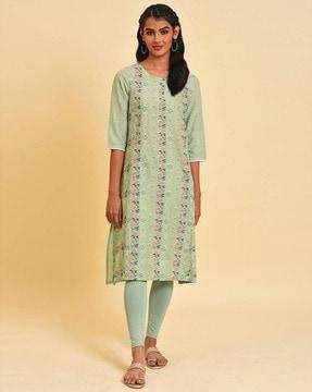 floral print straight kurta