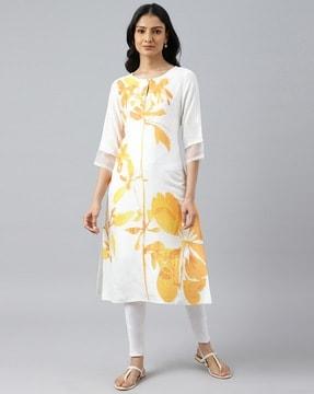 floral print straight kurta