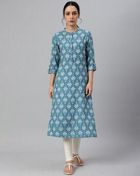 floral print straight kurta