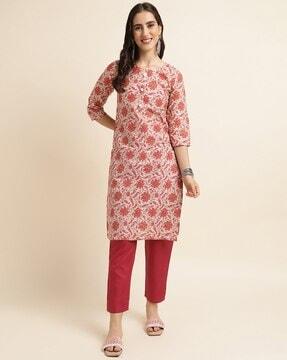 floral print straight kurta