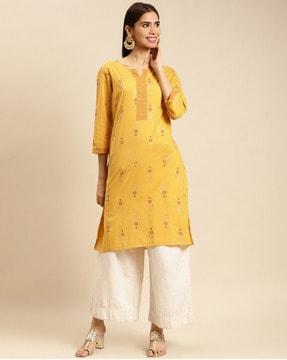 floral print straight kurta