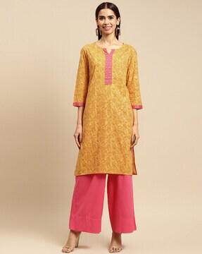 floral print straight kurta