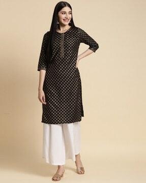 floral print straight kurta