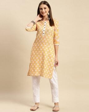 floral print straight kurta