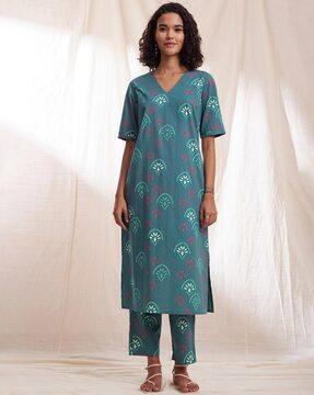 floral print straight kurta