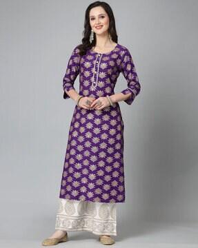 floral print straight kurta