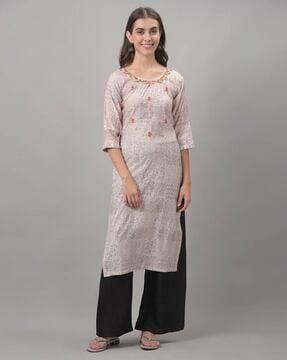 floral print straight kurta