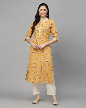 floral print straight kurta