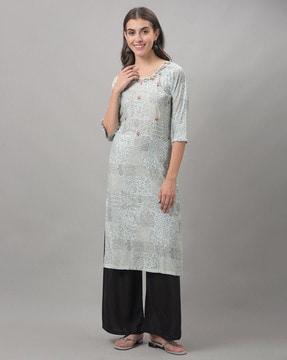 floral print straight kurta