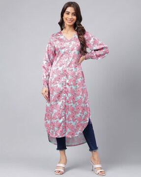 floral print straight kurta