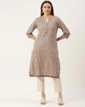 floral print straight kurta