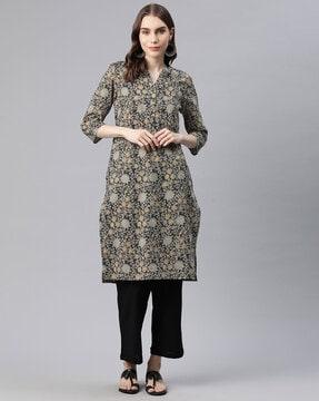 floral print straight kurta