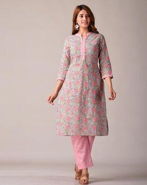 floral print straight kurta