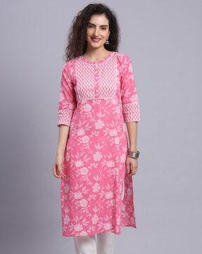 floral print straight kurta