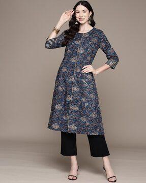 floral print straight kurta