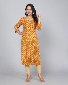 floral print straight kurta