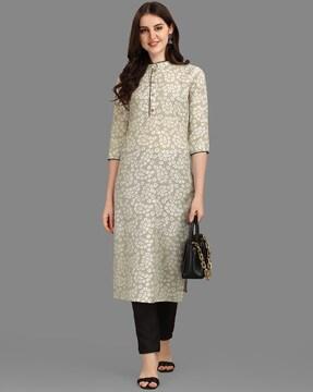 floral print straight kurta