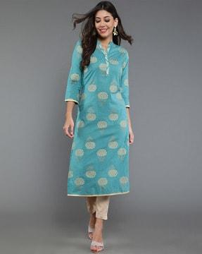 floral print straight kurta