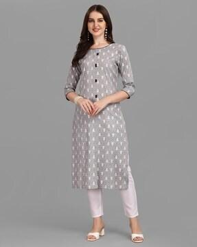 floral print straight kurta