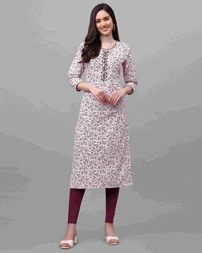 floral print straight kurta