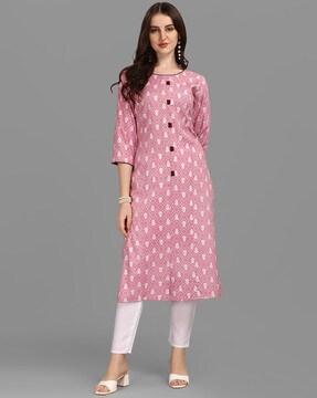 floral print straight kurta