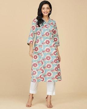 floral print straight kurta