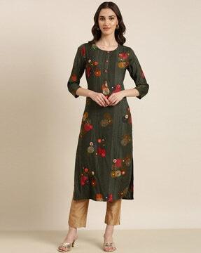 floral print straight kurta