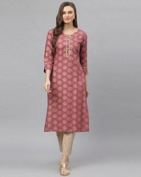 floral print straight kurta