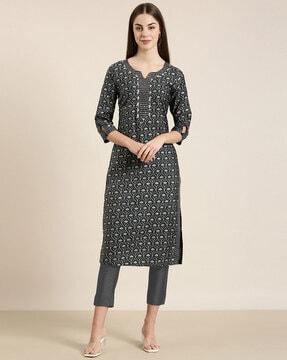 floral print straight kurta