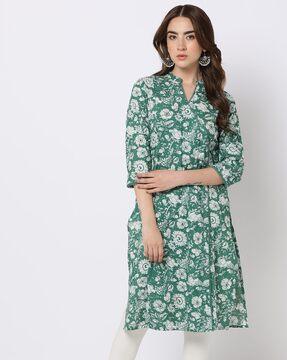 floral print straight kurta