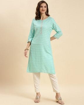 floral print straight kurta