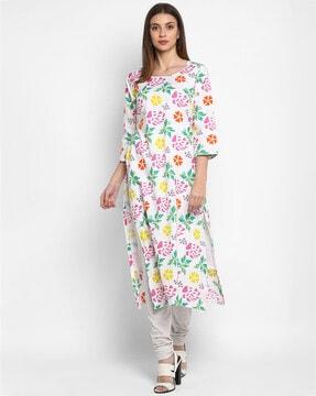 floral print straight kurta