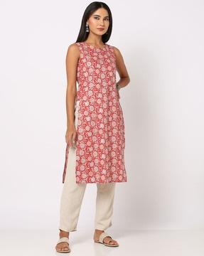 floral print straight kurta