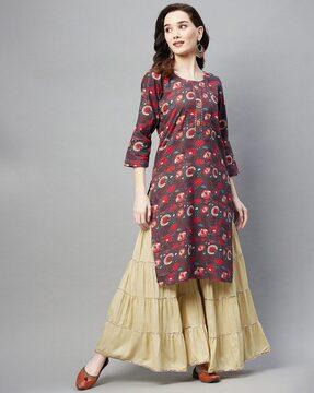 floral print straight kurta