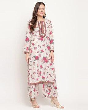 floral print straight kurta