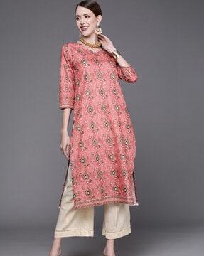 floral print straight kurta