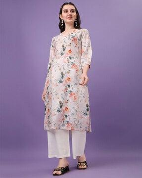 floral print straight kurta