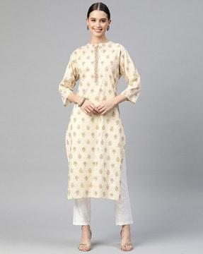 floral print straight kurta